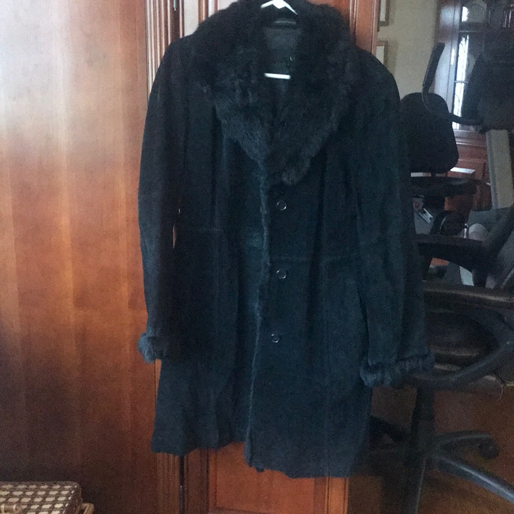 Black Genuine Leather Vintage Fur Jacket